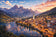 Dolomites Italy Alpine Sunset Over Village Wall Art Poster | Landscape