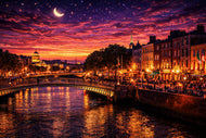 Twilight Over Dublin Ireland Wall Art Poster | Landscape
