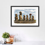 The Ancient Watchers – Rapa Nui Moai Easter Island Sketch Art