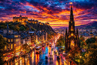 Scotland's Burning Sky - Edinburgh Scotland City Life Wall Art