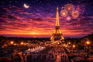 Eiffel Tower Paris Sunset Glow Wall Art Poster | Landscape