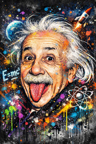The Mind That Bent the Universe – Albert Einstein Paint Splatter Wall Art