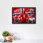 Erling Haaland Norway World Cup Lion's Heart Wall Art Poster | Landscape