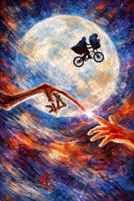 The Cosmic Touch –  E.T. Cinematic Moonlit Bicycle Wall Art