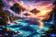 Floating Islands Celestial Waterfalls Wall Art Poster | Landscape