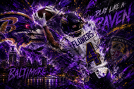 Zay Flowers Baltimore Ravens Skyline Wall Art Poster | Landscape