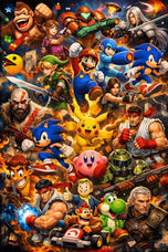The Gaming Pantheon - Video Game Legends Collage Wall Art