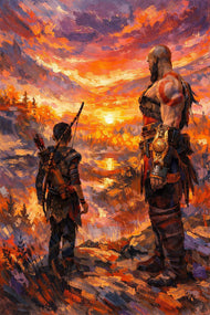 The Last Journey of Midgard - God of War Kratos x Atreus Abstract Wall Art