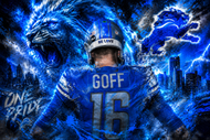Jared Goff Detroit Lions Skyline Wall Art Poster | Landscape