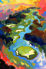Golf Course Abstract Painting Style Wall Art Poster | Portrait