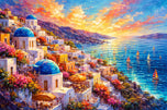 Aegean Dream - Santorini Greece Abstract Wall Art