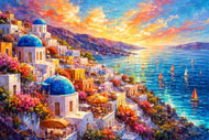 Aegean Dream - Santorini Greece Abstract Wall Art