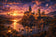 Harry Potter Hogwarts Castle Sunset Wall Art Poster | Landscape