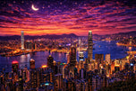 Hong Kong Cityscape Twilight Wall Art Poster | Landscape