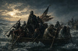 Horror Icons Crossing the Delaware Wall Art Poster | Landscape