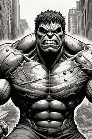 Titan of Gamma - Hulk Abstract Ink Wall Art