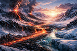 Iceland Volcano Strip Wall Art Poster | Landscape