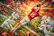 Glory Across the End Zone - Fernando Mendoza Indiana Hoosiers Abstract Wall Art