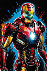 Arc Reactor Overdrive - Iron Man Paint Splatter Wall Art