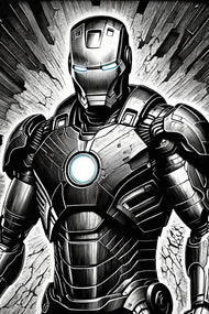 Iron Man Abstract Ink Style Wall Art Poster | Portrait