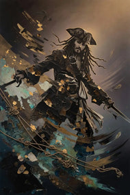 Captain Jack Sparrow Cinematic Abstract Wall Art Poster | Portrait
