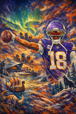 Skol Under the Northern Lights - Justin Jefferson Minnesota Vikings NFL Wall Art