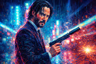 John Wick Futuristic Abstract Wall Art Poster | Landscape
