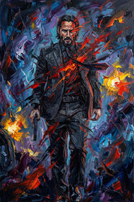 The Boogeyman Unleashed - John Wick Cinematic Paint Splatter Wall Art