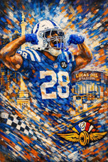 Jonathan Taylor Indianapolis Colts Painted Wall Art Poster| Portrait