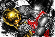 Six Rings, One Legend - Michael Jordan Champion NBA Colored Ink Wall Art