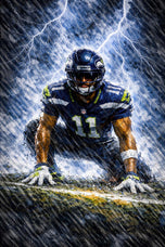 Born in the Storm - Jaxon Smith-Njigba Seattle Seahawks NFL Storm Wall Art