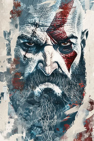 Kratos Spartan Warrior God of War Wall Art Poster | Portrait