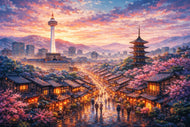 Kyoto Japan City Life Wall Art Poster | Landscape