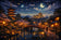 Kyoto Japan Twilight Wall Art Poster | Landscape