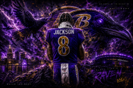 Lamar Jackson Baltimore Ravens Cityscape Wall Art Poster | Landscape