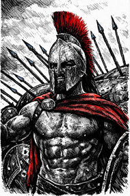 Spartan Fury - King Leonidas 300 Cinematic Ink  Portrait Wall Art