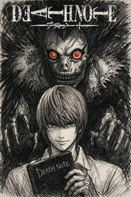 Death Note Light Yagami x Shinigami Anime Wall Art Poster | Portrait