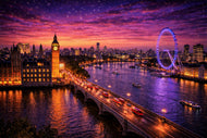 London Skyline Over Thames River Wall Art Poster | Landscape