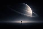 Lone Astronaut in Space Minimalism Wall Art Poster | Landscape
