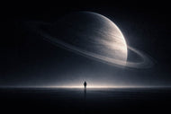 Lone Astronaut in Space Minimalism Wall Art Poster | Landscape