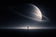 Lone Astronaut in Space Minimalism Wall Art Poster | Landscape