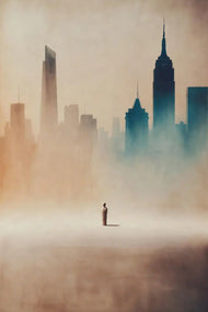 Minimal Skyline Scene – Single Figure in Stillness | Portrait
