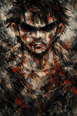 Monkey D. Luffy One Piece Anime Abstract Wall Art Poster | Portrait