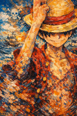 Luffy One Piece Grand Line Anime Painting Style Wall Art Poster | Portrait
