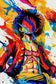 Straw Hat Monkey D. Luffy Paint Splatter Anime Wall Art Poster | Portrait