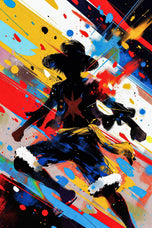 Monkey D. Luffy Silhouetted Paint Splatter Wall Art Poster | Portrait
