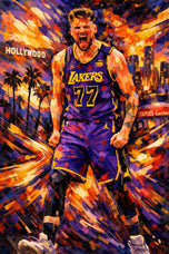 Luka Doncic Los Angeles Lakers NBA Abstract Wall Art Poster | Portrait