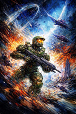 Master Chief Halo Abstract Wall Art Poster | Portrait