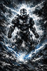 Halo Master Chief Lightning Abstract Wall Art Poster | Portrait