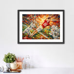 Glory Across the End Zone - Fernando Mendoza Indiana Hoosiers Abstract Wall Art